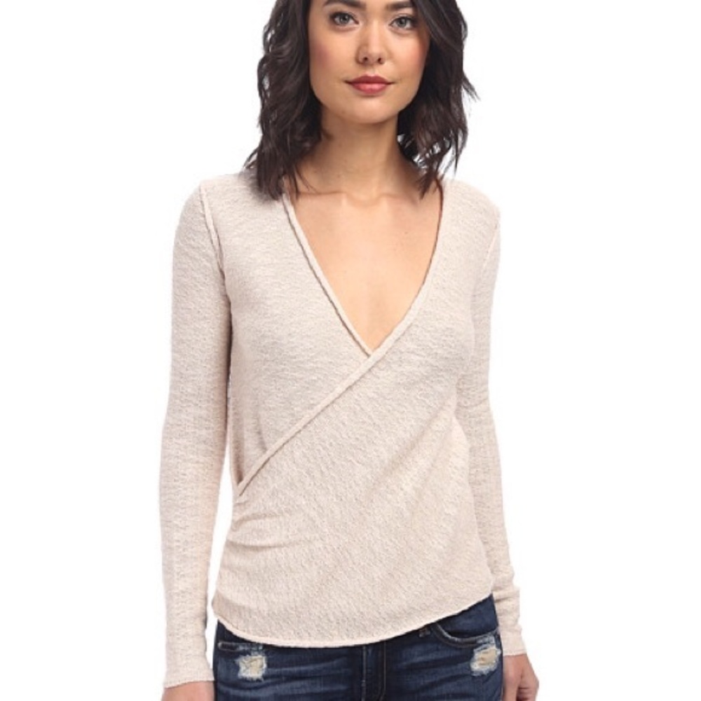 Free People Gotham Faux Wrap Sweater Sz S MINT